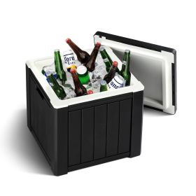 10 Gallon Cooler Side Table, Multi-purpose Ice Cooler Outdoor Cocktail Side Table For Camping, Picnic, Beach, Pool, Party (Color: Black)