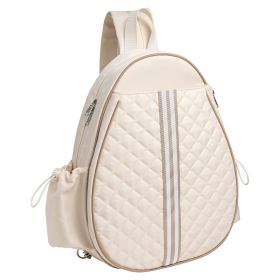 2 Color Options -- Pickleball Sling Bag For Men Women Waterproof Badminton Tennis Backpack With Wet Pocket Hidden Fence Hook Machine Washable (Color: Beige)