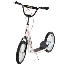Toddler Scooter, White, Adjustable Handlebar, Kick Scooter For Kids 5,Dual Brakes, Inflatable Wheels (Color: White)