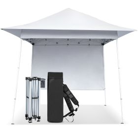 8X8ft White Diagonal Strap With One Side Of Cloth Canopy Folding Shed 210D Oxford Cloth White Spray Coated Iron Pipe Backpack Style Storage Bag P (Color: White)